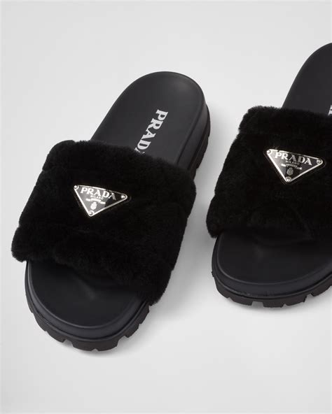 prada fluffy slides|prada flat velvet slides.